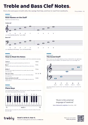 The Treble and Bass Clef Notes poster