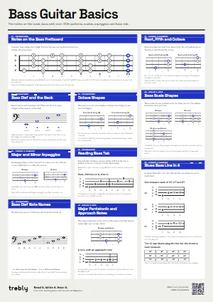 The Bass Guitar Basics poster in the Modern style