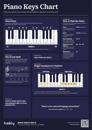 The Piano Keys Chart poster in the Dark style